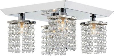 Noma Chrome And Crystal 4 Light Semi-Flush Ceiling Light Fixture