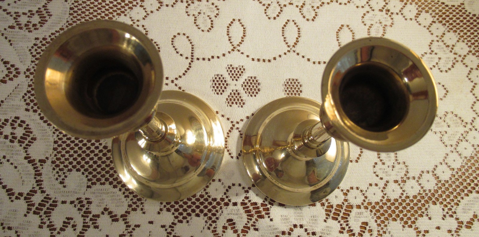 Pair Vintage Mid-Century CAWA Denmark Solid Brass Candlesticks - Near Perfect