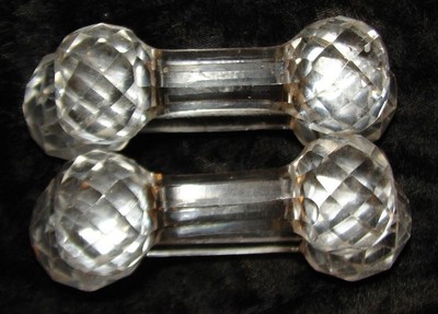 4 GOOD QUALITY BARBELL SHAPED CRYSTAL KNIFE RESTS 2 DIFFERENT SIZES