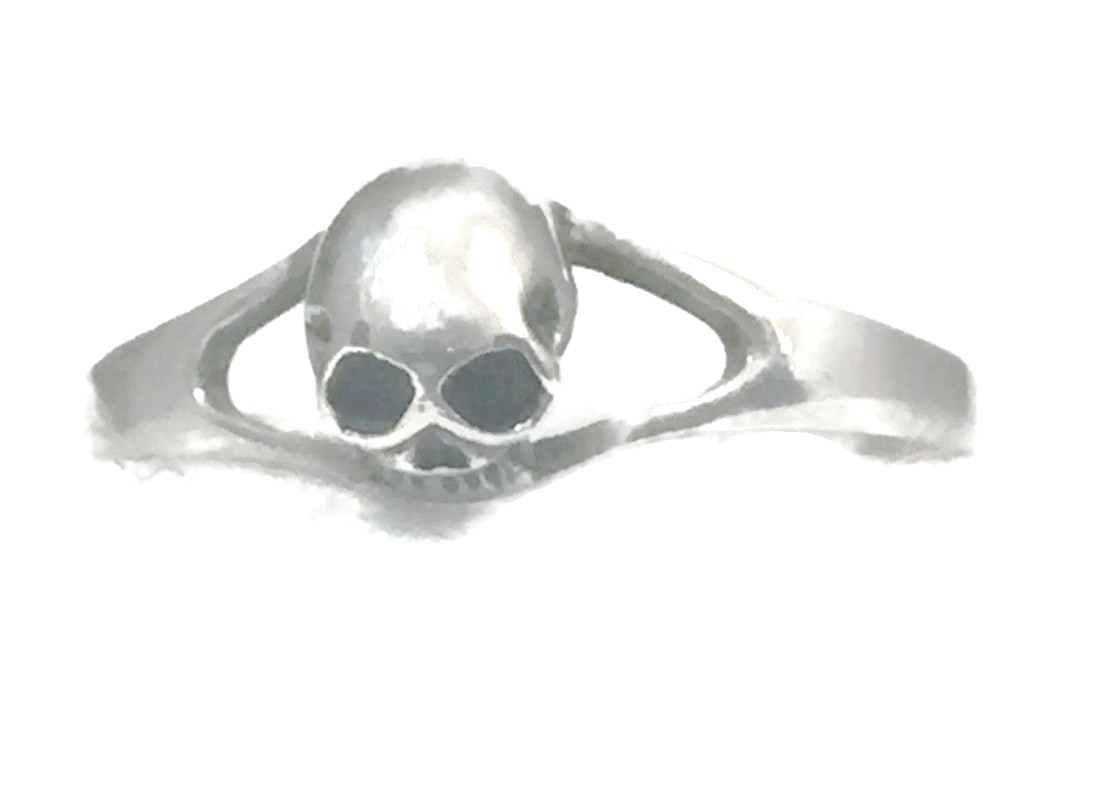 Skull Toe Ring Vintage Biker Sterling Silver Girl Boho Women Size 3.50 Pinky
