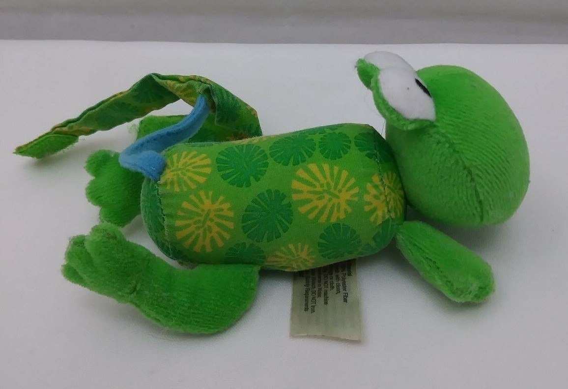 Infantino Green Frog Bell Rattle Yellow Blue Baby Crib Toy Plush 5