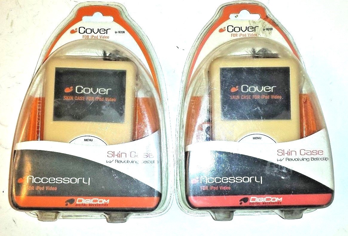 Lot Digicom iPod Video Skin Case W Revolving Belt Clip & iPod Nano Skin Case W