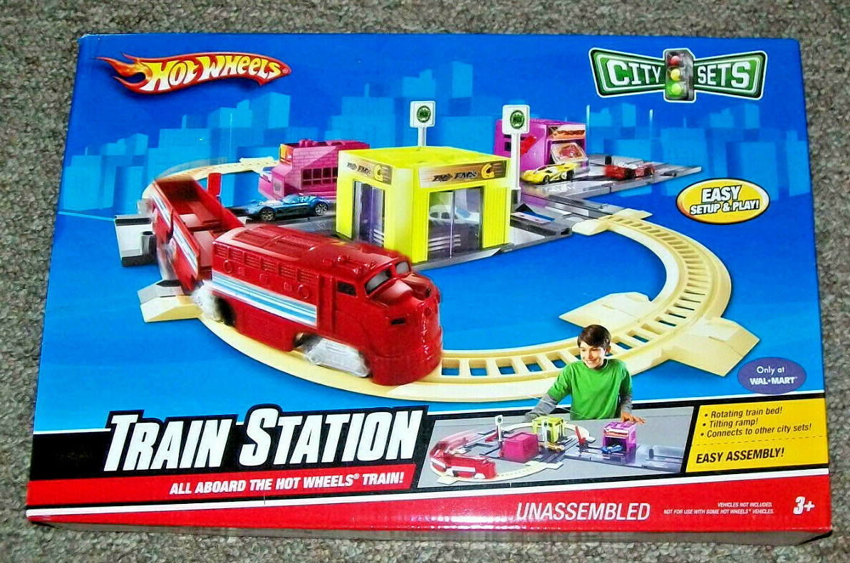 HOT WHEELS CITY SETS TRAIN STATION PLAYSET NEW SEALED MATTEL WALMART