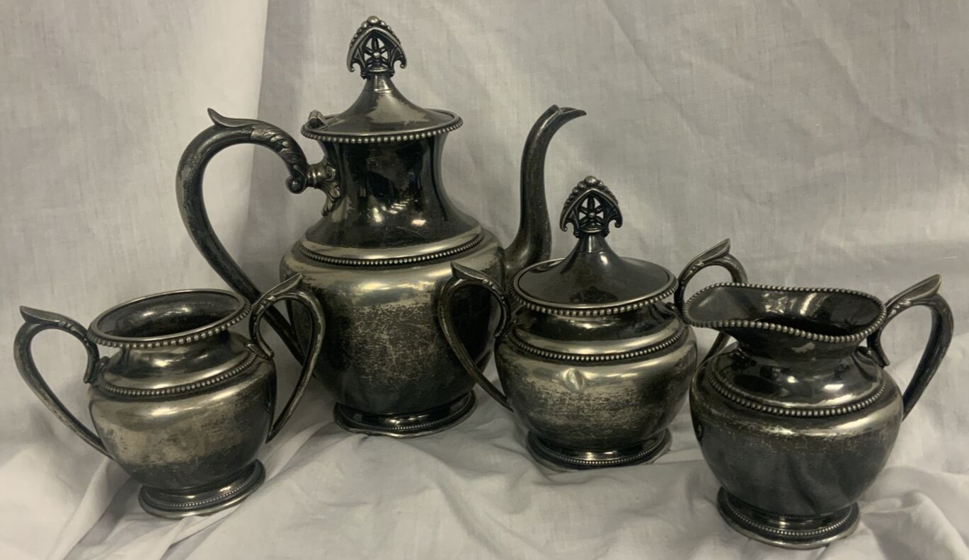 その他 Pure silver set. 20th century vintage 20th Century Japanese Meiji Solid Silver Four Piece Tea Set