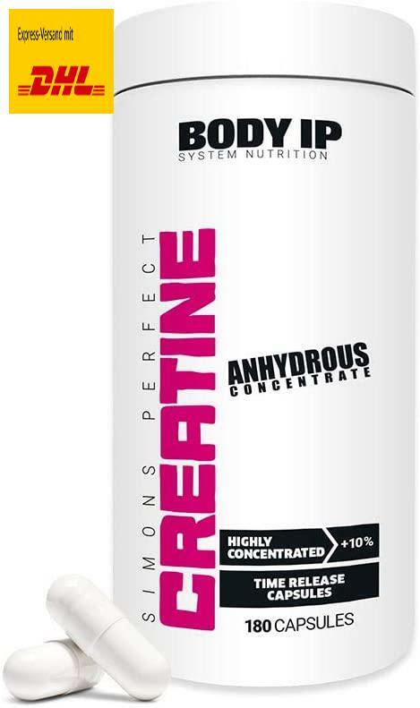 BODY IP Simons Perfect Creatine Anhydrous 180 Kapseln | Hochkonzentriertes Kreat