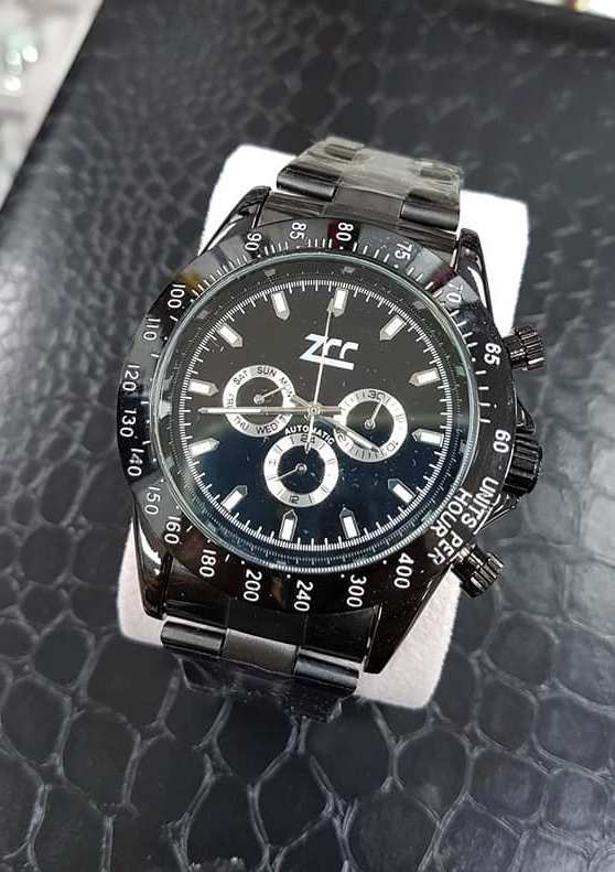 Orologio Polso Zcc Uomo Automatico Cronografo Elegante Nero Quad Nero lac