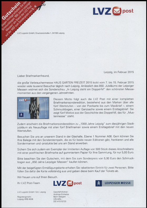 Privatpost 2015 Lvz-Brieflogistik Leipzig 