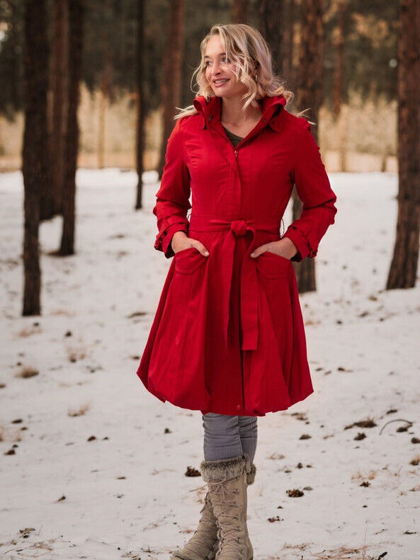 Pre-owned Samuel Dong Bubble Coat Dress 11664 (red)