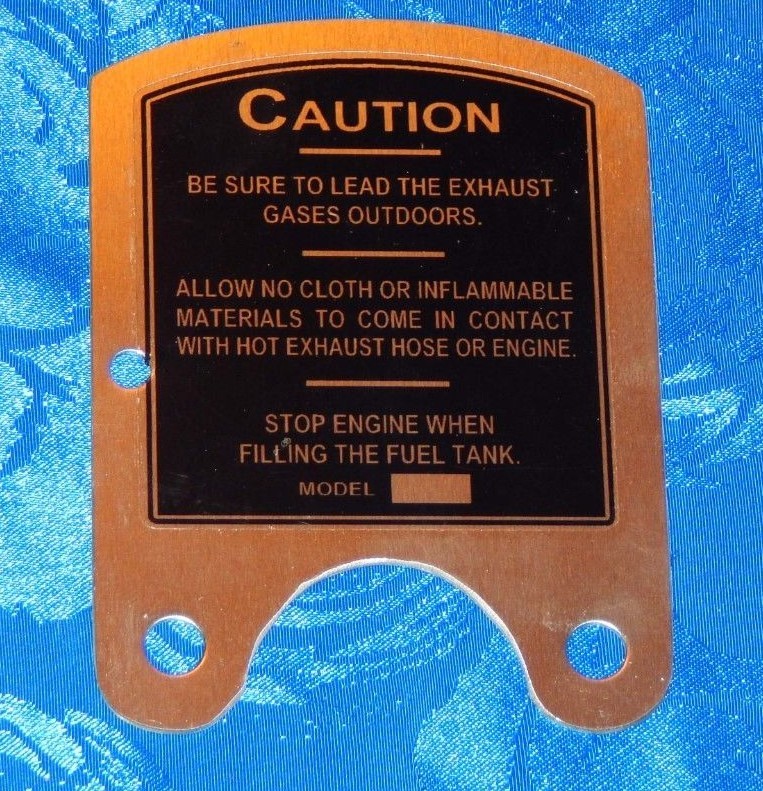 Maytag 92 caution plate single box with kill switch deep tank
