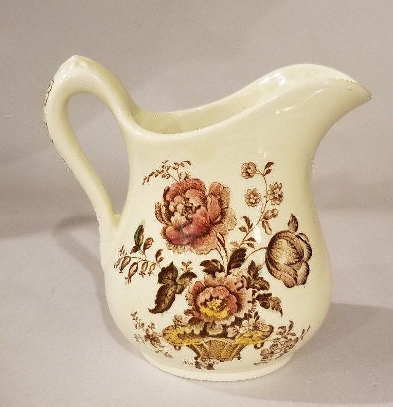 ROYAL CROWNFORD Transferware Pitcher & Bowl CHARLOTTE Multicolor ENGLAND