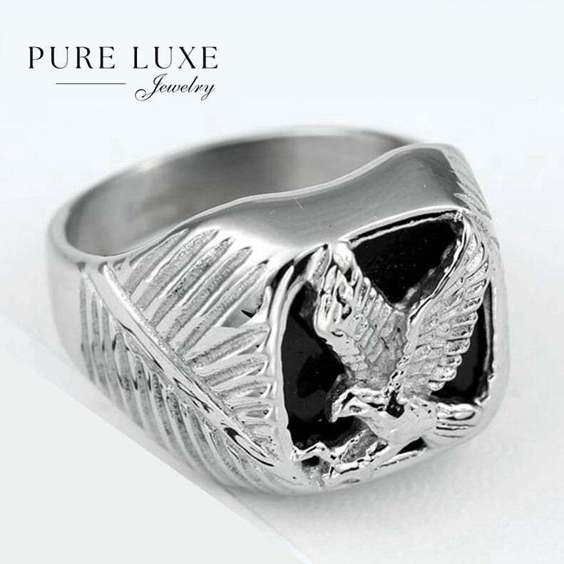 アクセサリー SILVER EAGLE
ASTATIC Men's Eagle Head Ring in Silver