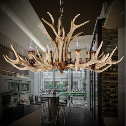 Details About New 8 Heads Deer Antler Chandelier Resin Pendant Lighting Vintage Ceiling Light