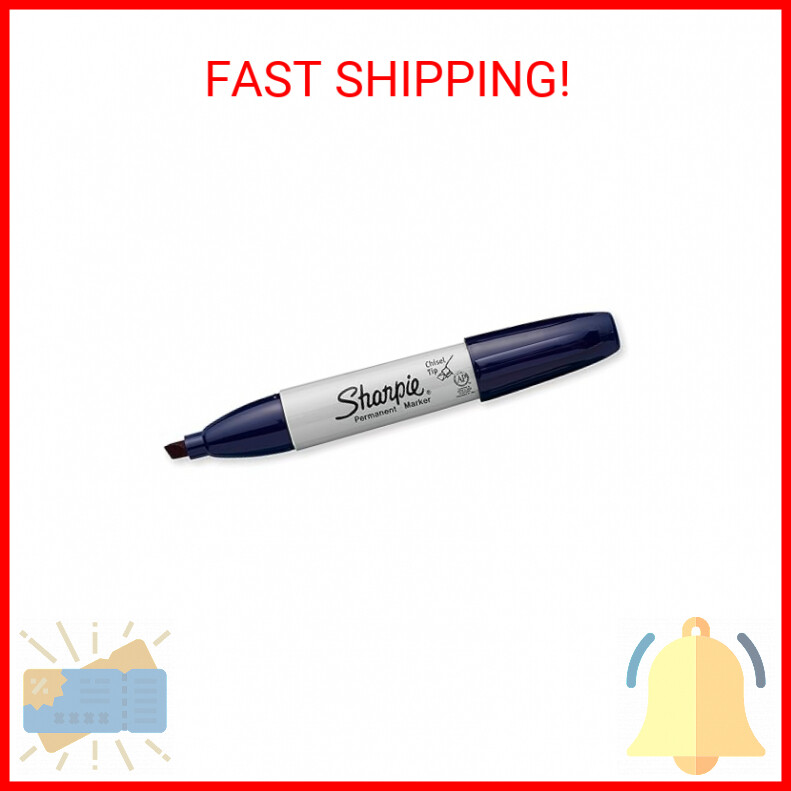 Sharpie Permanent Marker, Chisel Tip, Navy Blue, 3-Count
