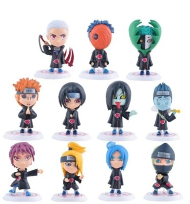 11pcs Anime Naruto Itachi Gaara Sasuke Mini Figure Toys Birthday Cake Topper 