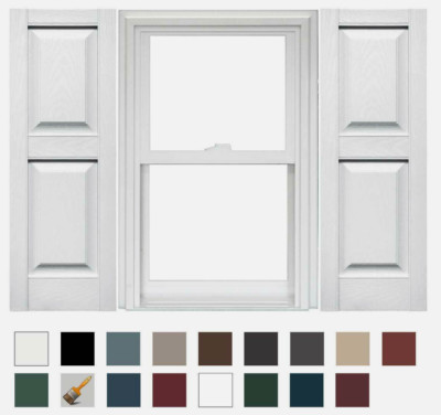 Mid America Raised Panel Vinyl Shutters 14.75in. Wide In Stock Now- Sold by Pair