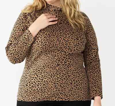 Croft & Barrow Size 2X, 3X Animal print mock turtleneck long sleeve NWT