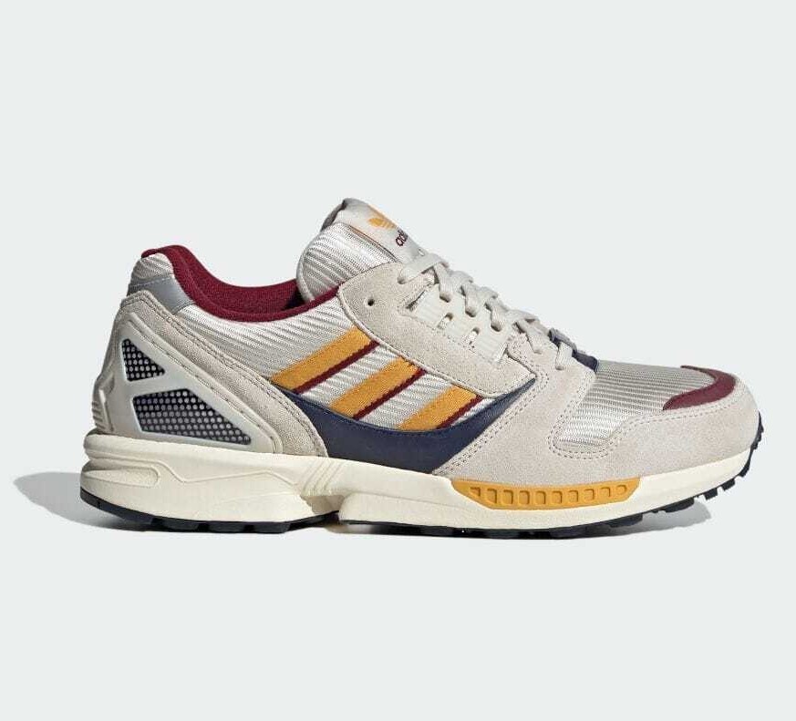 Pre-owned Adidas Originals Zx 8000 Ie0550 Aluminium Preloved Yellow Collegiate Burgundy In Red