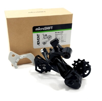 microSHIFT ADVENT Rear Derailleur, 9 Speed, Medium Cage, Black, with Clutch