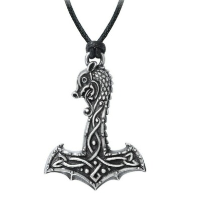 Alchemy Gothic Drakkar Thor's Hammer Pendant Mjolnir Viking Celtic Dragon P910