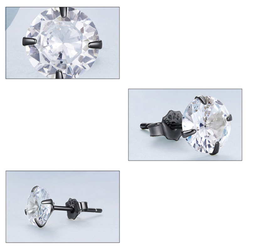 GENUINE SOLID 925 STERLING SILVER CUBIC ZIRCONIA STUD EARRINGS 2-8mm WOMEN PE24