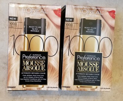 2 LOREAL Superior Preference Mousse Absolue #1000 PureLightest Blonde Hair Color