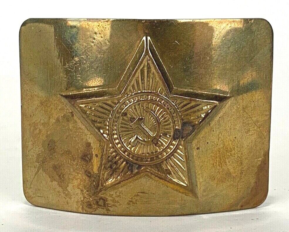 Soviet Russian Military Genuine Brass Belt Buckle - Star - Hammer and Sickle 
