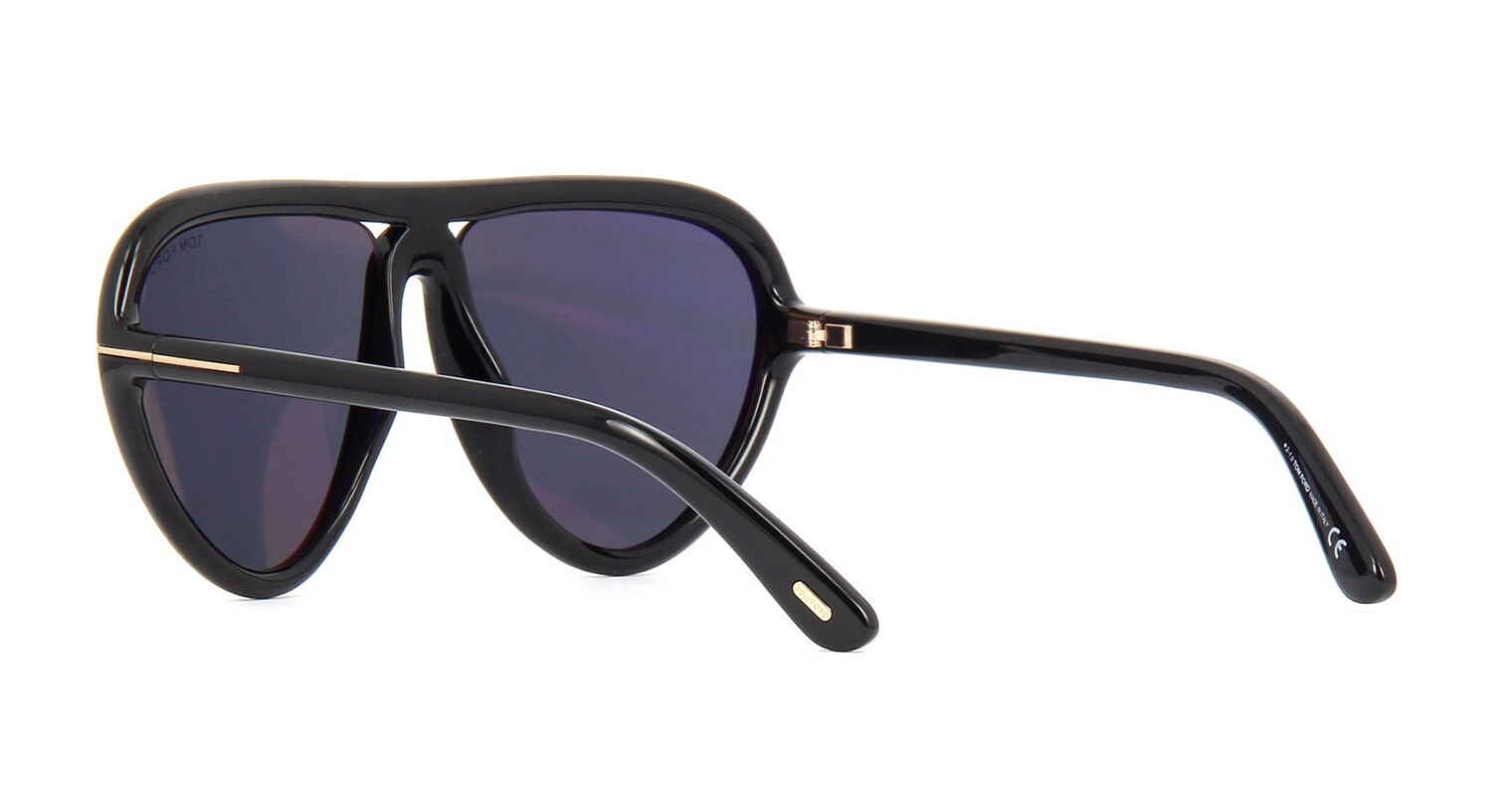 Pre-owned Tom Ford Raven Ft 1036 Shiny Black/grey Shaded (01b) Sunglasses