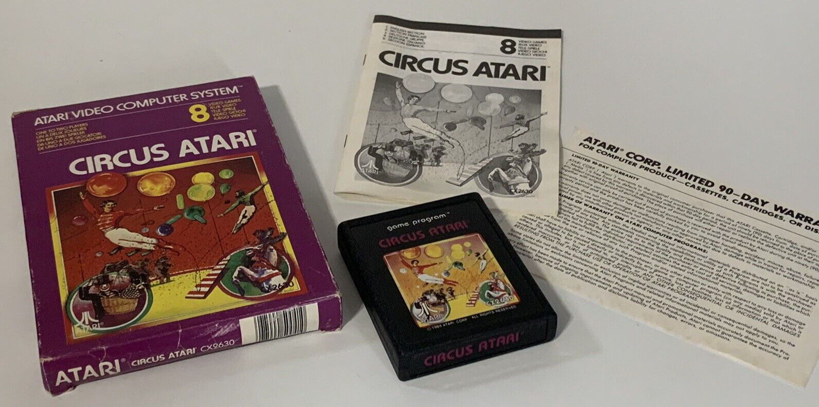 Vintage Atari 2600 CX2630 CIRCUS ATARI Video Game - COMPLETE