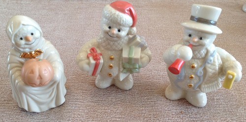 Lenox Set Of 12 Snowman For Each Month With Wooden Display Case