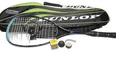 Dunlop Biomimetic Tour CX Black & Teal Squash Racquet With Case & Accessories