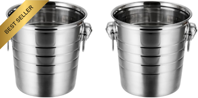 2 Pack Stainless Steel Ice Buckets with Double Handles – Durable Drink Chiller B