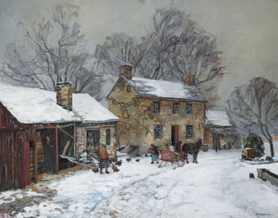 Edward Willis Redfield Horse And Sleigh Days Canvas Print 16 x 20