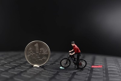 1/87 bicycle Cool Boy Scene Minitures Doll Figures For Cars Vehicles Model Toy