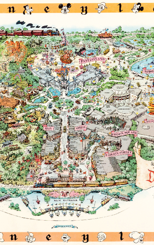 Disneyland USA Park 1958 Map Frontierland Adventureland Main Street Poster