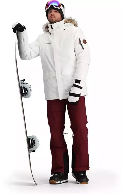 Pre-owned Obermeyer $399  Ridgeline Insulated Ski Jacket With Faux Fur (men's), White, M