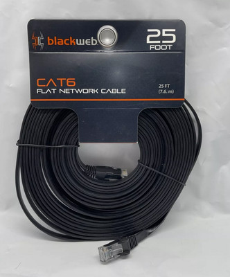 Blackweb BWA15H0117 Flat CAT6 Network Cable, 25 Feet 