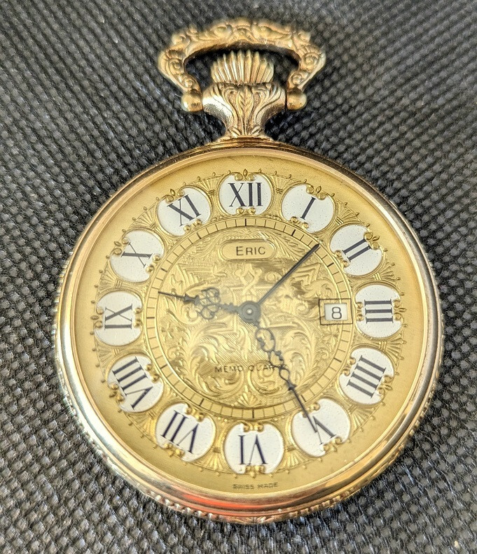 Gousset Pocket Watch Eric Memo Quartz Esa 926311 Sonnerie Swiss 1980 Vintage