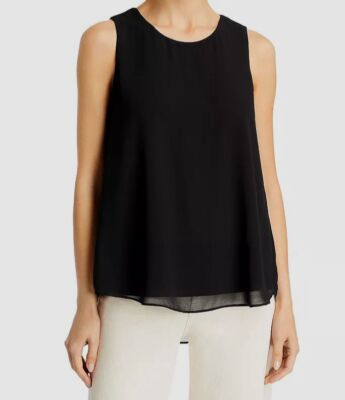 $298 Kobi Halperin Women's Black Leyla Sleeveless Chiffon Blouse Size S