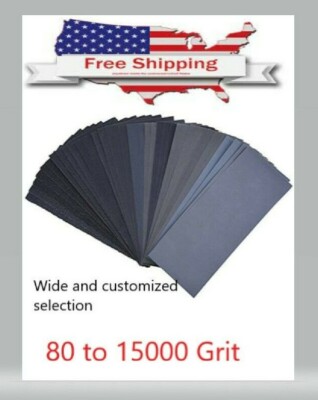 Sandpaper Wet or Dry Sheets, 80 - 15000 grit, 9 x 3.6''  Ship from US