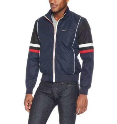 Members Only Retro Racer Stripes Sport Jacket Flex Lightweight Medium Coat NWOT