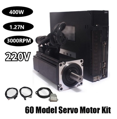 220V 1.27N 60 400W Model Kit AC Servo Motor Driver + 3M Encoder Cable With Brake