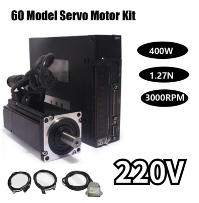 220V 1.27N 60 Model AC Servo Motor 400W Driver Kit With Brake + 3M Encoder Cable