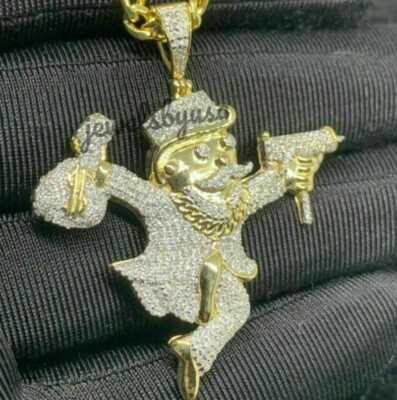 NSG MONOPOLY MAN 3.15 CT GENUINE D/VVS MOISSANITE MEN'S STYLE PENDANT 925 SILVER