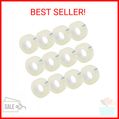 12 Rolls Transparent Tape Refills, Clear Tape, All-Purpose Transparent Glossy
