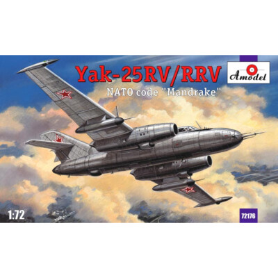 Yakovlev Yak-25RV/RRV Mandrake Soviet interceptor Scale model 1/72 AMODEL 72176 