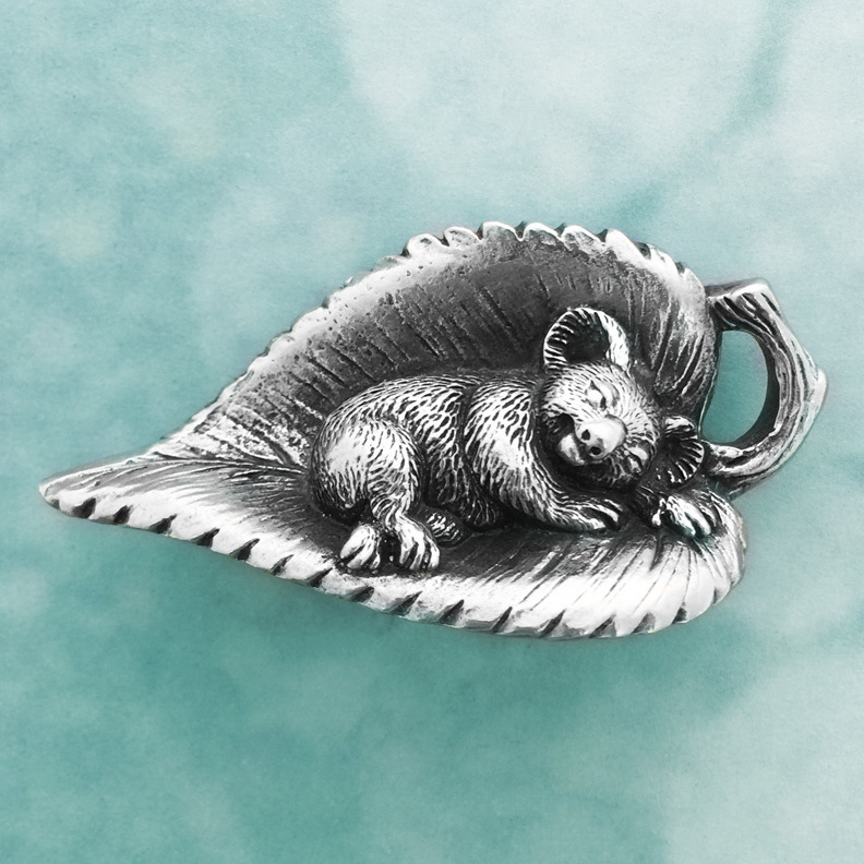 Australian Sleeping Baby Koala Souvenir Pewter Fridge Magnet Australiana Gift