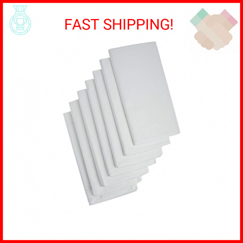 Linette 7 Piece 3-Ply Table Cover Absorbent Waterproof Plastic Back, White, 7 Co