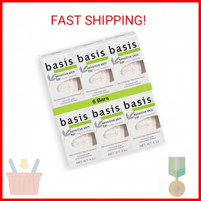 Basis Sensitive Skin Bar Soap for Body, Hands and Face, Unscented Soap Bar for S