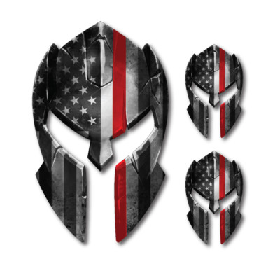 Thin Red Line Spartan Helmet Decal Sticker Car Truck Auto Fireman Firefighter 3M