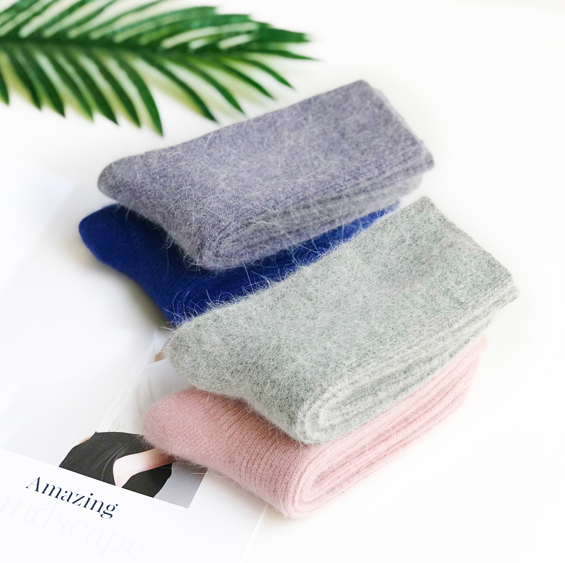 3 Pairs Women 100% Wool Cashmere Thick Thermal Multi-Color Winter Warm Socks